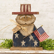 Rustic Wood Home of the Free Uncle Sam on Base - 19"H