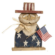 Rustic Wood Home of the Free Uncle Sam on Base - 19"H