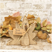 Rustic Wood Give Thanks Turkey Sitter - 9.5"H