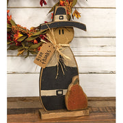 Rustic Wood Give Thanks Mr. Pilgrim on Base - 16.75"H