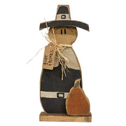 Rustic Wood Give Thanks Mr. Pilgrim on Base - 16.75"H