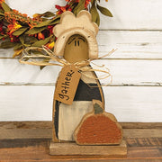 Rustic Wood Gather Ms. Pilgrim on Base - 14"H