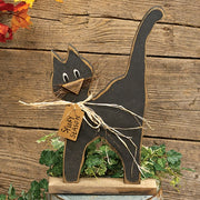 Rustic Wood Spooky Season Black Cat on Base - 19.25"H
