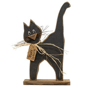 Rustic Wood Spooky Season Black Cat on Base - 19.25"H