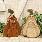 Rustic Wood Layered Tall Pumpkin Sitter - 9.5"H  (2 Count Assortment)