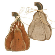 Rustic Wood Layered Tall Pumpkin Sitter - 9.5"H  (2 Count Assortment)