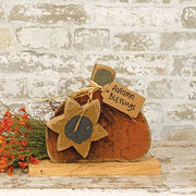 Rustic Wood Autumn Blessings Pumpkin with Sunflower on Base - 9.75"H