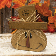 Rustic Wood Happy Scarecrow Head Sitter - 10"H