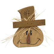 Rustic Wood Happy Scarecrow Head Sitter - 10"H