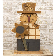 Rustic Wood Hayrides Flannel Shirt Scarecrow with Sunflower on Base - 25"H