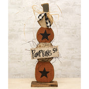 Rustic Wood Skinny Pumpkins Stack on Base - 25"H