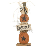 Rustic Wood Skinny Pumpkins Stack on Base - 25"H