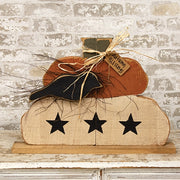 Rustic Wood Autumn Blessings Chubby Pumpkin Stack with Crow on Base - 17"H