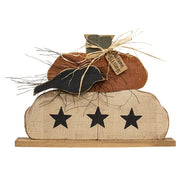 Rustic Wood Autumn Blessings Chubby Pumpkin Stack with Crow on Base - 17"H