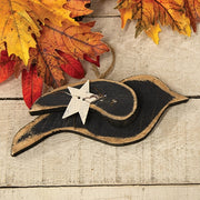 Rustic Wood Layered Crow with White Metal Star Ornament