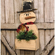 Rustic Wood Winter Blessings Snowman Wall Pocket - 19"H