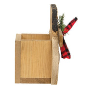 Rustic Wood Snowman Planter Box - 10" H