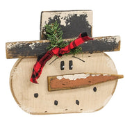 Rustic Wood Snowman Planter Box - 10" H