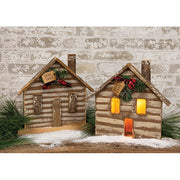 Rustic Wood Stay Cozy Light Up Cabin - 14"H