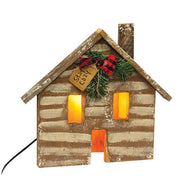 Rustic Wood Stay Cozy Light Up Cabin - 14"H