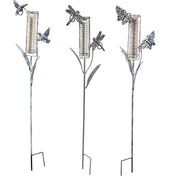 Distressed Metal Garden Friend Rain Gauge Yard Stake - 38"H  (3 Count Assortment)