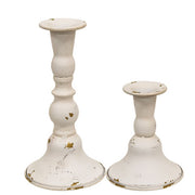 Cream & Gold Accent Taper Holders (Set of 2)