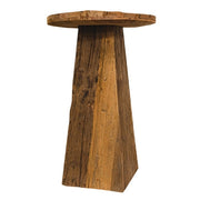 Distressed Round Wooden End Table - 24"H