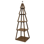 Distressed Natural Wooden 5 Tier Christmas Tree Shelf - 65"H