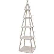 Distressed Whitewashed Wooden 5 Tier Christmas Tree Shelf - 65"H