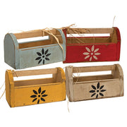 Rustic Wood Deco Daisy Flower Tote  (4 Count Assortment)