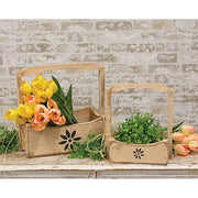 Rustic White Wood Deco Daisy Tote With Handle - 14.5"H