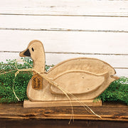 Rustic Wood Welcome Friends Laying Goose On Base