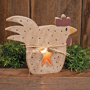 Rustic Wood Star Cutout Light Up Polka Dot Chicken