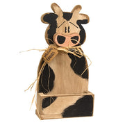 Rustic Wood Welcome Friends Cow Wall Pocket