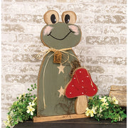 Rustic Wood Sunny Days Frog With Mushroom On Base - 24.75"H