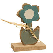 Rustic Wood Daisy On Base - 8"H  (4 Count Assortment)