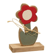 Rustic Wood Daisy On Base - 8"H  (4 Count Assortment)