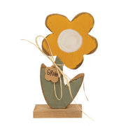 Rustic Wood Grow Daisy On Base - 12"H  (4 Count Assortment)