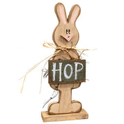 Rustic Wood Hop Bunny On Base - 17"H