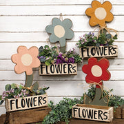 Rustic Wood Large Flower Planter  (4 Count Assortment)