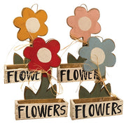 Rustic Wood Large Flower Planter  (4 Count Assortment)