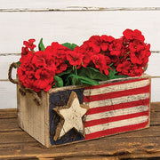Rustic Wood Flag Box With Rope Handles - 11.5"L x 7" dp