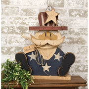 Rustic Wood Sitting America Uncle Sam on Base - 18"H
