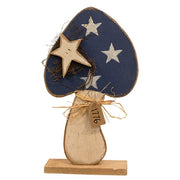 Rustic Wood Americana Mushroom on Base - 18.5"H  (2 Count Assortment)