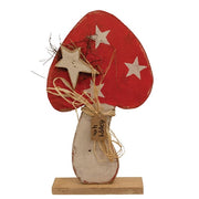Rustic Wood Americana Mushroom on Base - 18.5"H  (2 Count Assortment)