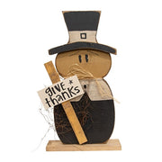 Rustic Wood Give Thanks Pilgrim Man on Base - 25"H