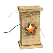 Rustic Wood Star Cutout Lightup Pedestal - 11.5"H  (2 Count Assortment)