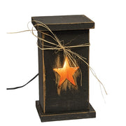 Rustic Wood Star Cutout Lightup Pedestal - 11.5"H  (2 Count Assortment)