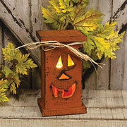 Rustic Wood Jack O Lightup Pedestal - 11.5"H
