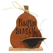 Rustic Wood Polka Dot Pumpkin Season Pumpkin With Crow on Base - 15"H  (2 Count Assortment)